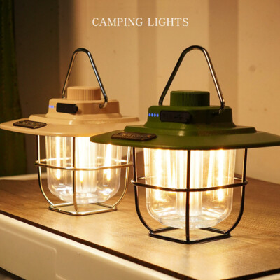 Waterproof Vintage Retro Outdoor Camping Light LED Lamp Lantern Tent USB Charge