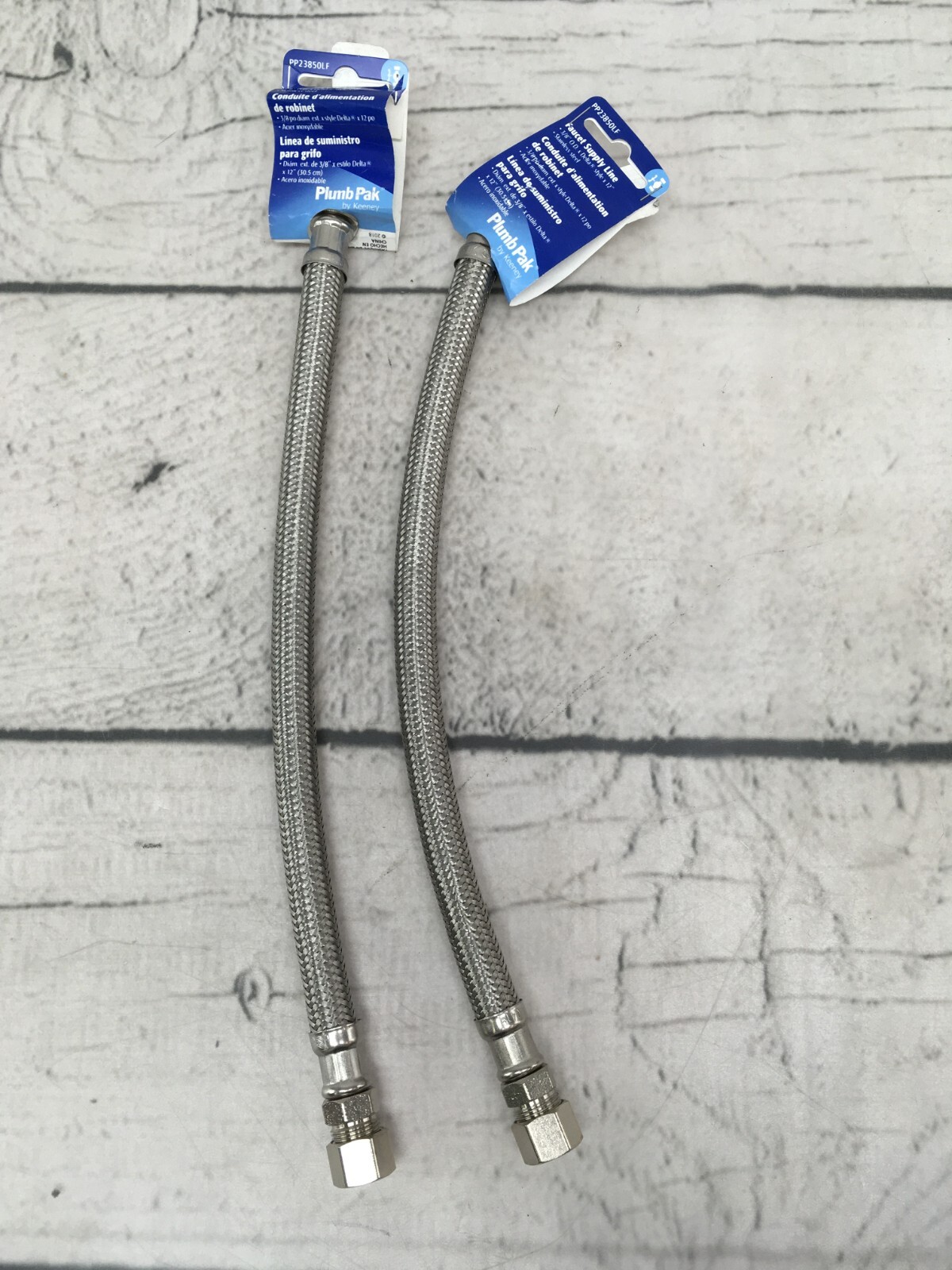 Lot of 2 Plumb Pak PP23850 1/2"x3/8"x12" Stainless Steel Faucet Sink Supply Line