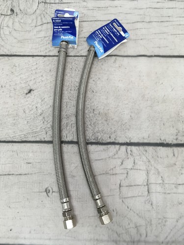 Lot of 2 Plumb Pak PP23850 1/2"x3/8"x12" Stainless Steel Faucet Sink Supply Line