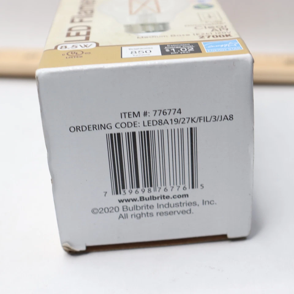 Bulbrite Dimmable LED Light Bulb Clear A19 8.5W 2700K 776774 - Image 2 of 4