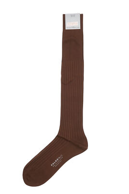 FALKE no.13 men's knee socks stockings 41-42 brown sea island cotton New