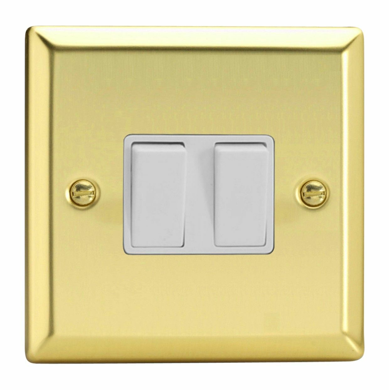 Varilight XV2W Victorian Polished Brass 2 Gang 1 or 2 Way Rocker Light Switch