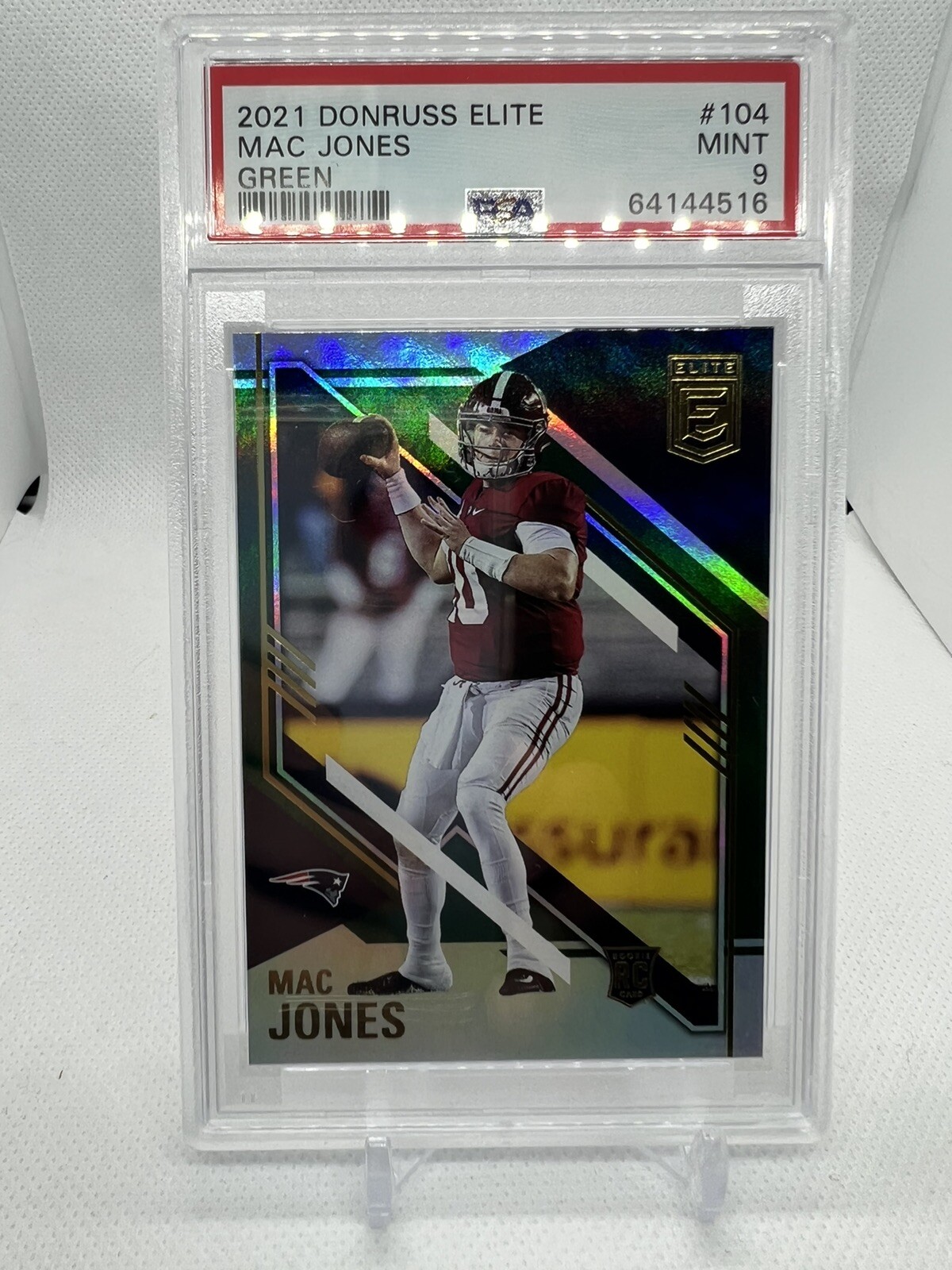 2021 Panini Donruss Elite Mac Jones #104 Green Rookie RC PATRIOTS PSA 9 - MINT