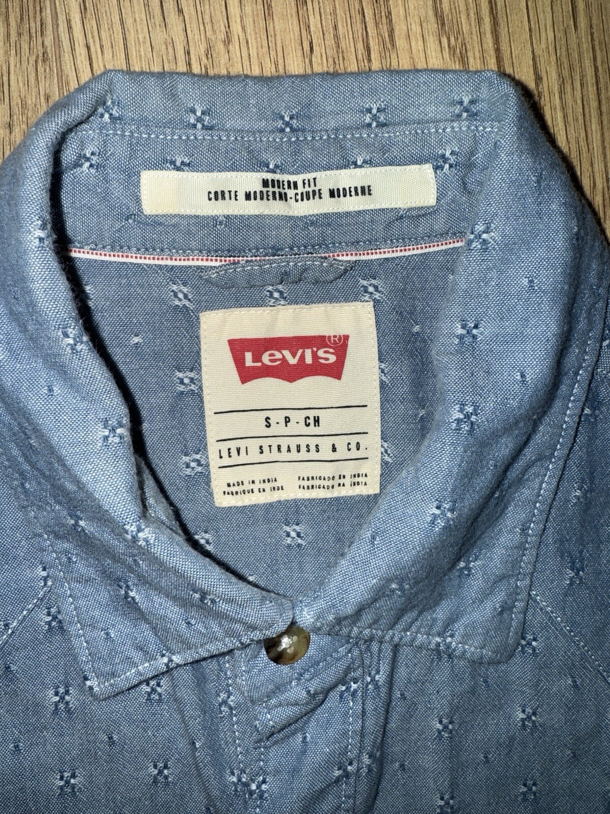 Levi’s Short Sleeve Blue Shirt Modern Fit Blue Size Small (S) RRP £85 image 5
