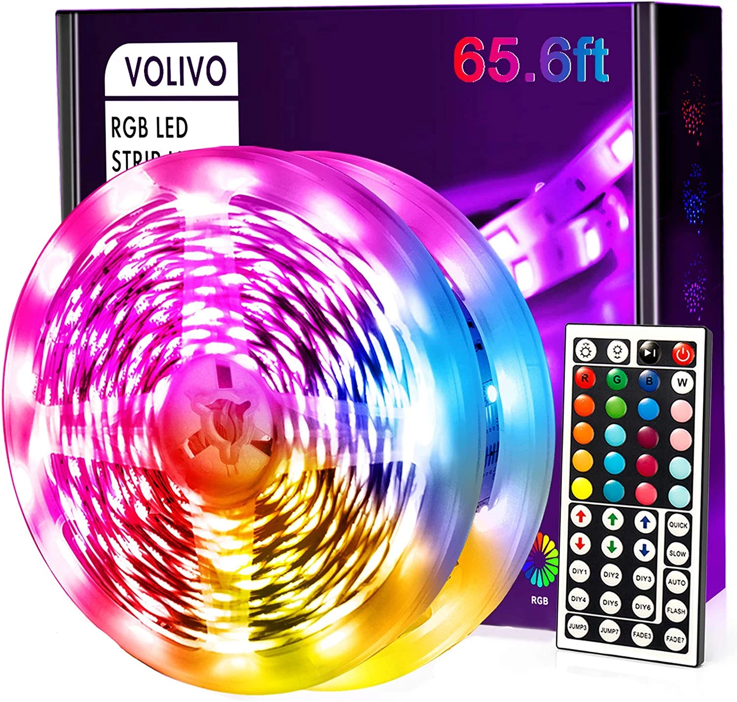 LED Strip Lights 65.6 FT for Bedroom,Color Changing w 44 Keys Remote, Decor