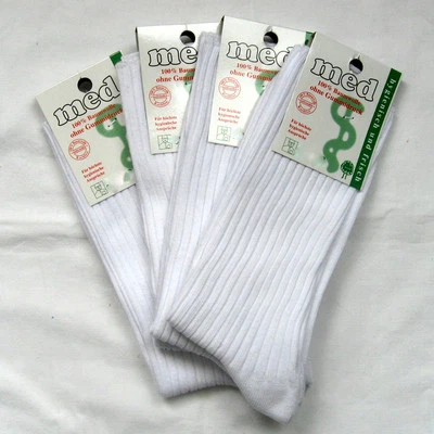 4 Paire Chaussettes Femmes Sans Caoutchouc Diabétique Coton 4/2 Côtelé Blanc 35 - Photo 1/2