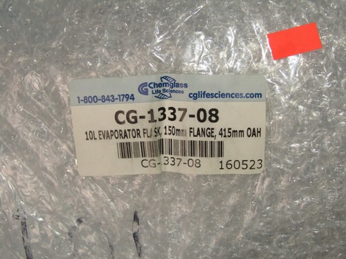 NUOVO Chemglass 10L fiaschetta evaporante 150 mm flangia 415 mm OAH, 10000 ml - Foto 2 di 2