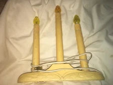 Vintage 3 Light Candolier Electric Christmas Window Candelabra Bulbs Decoration