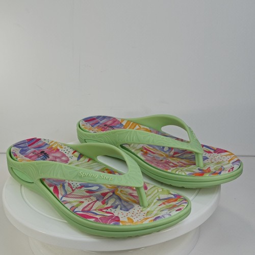 SPRING STEP CONTILO WOMENS US 9 LIME CUSHIONED FLIP FLOPS THONGS COMFORT SANDALS - Picture 3 of 24