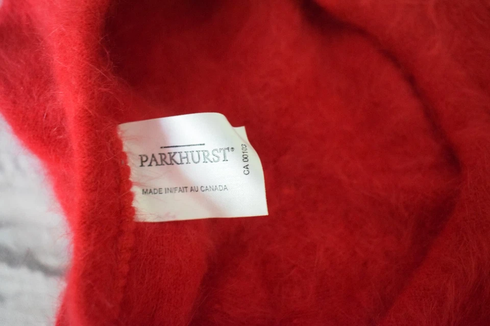 Parkhurst Angora Rabbit Hair & Lambswool Beret Hat Red Made In Canada Vintage - Imagem 3 de 4