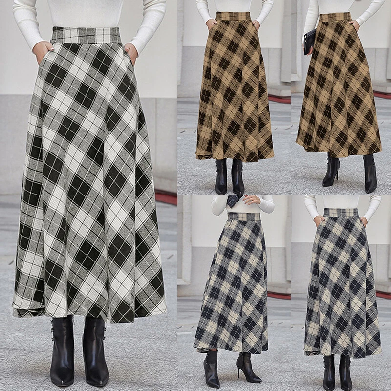 winter plaid maxi skirt