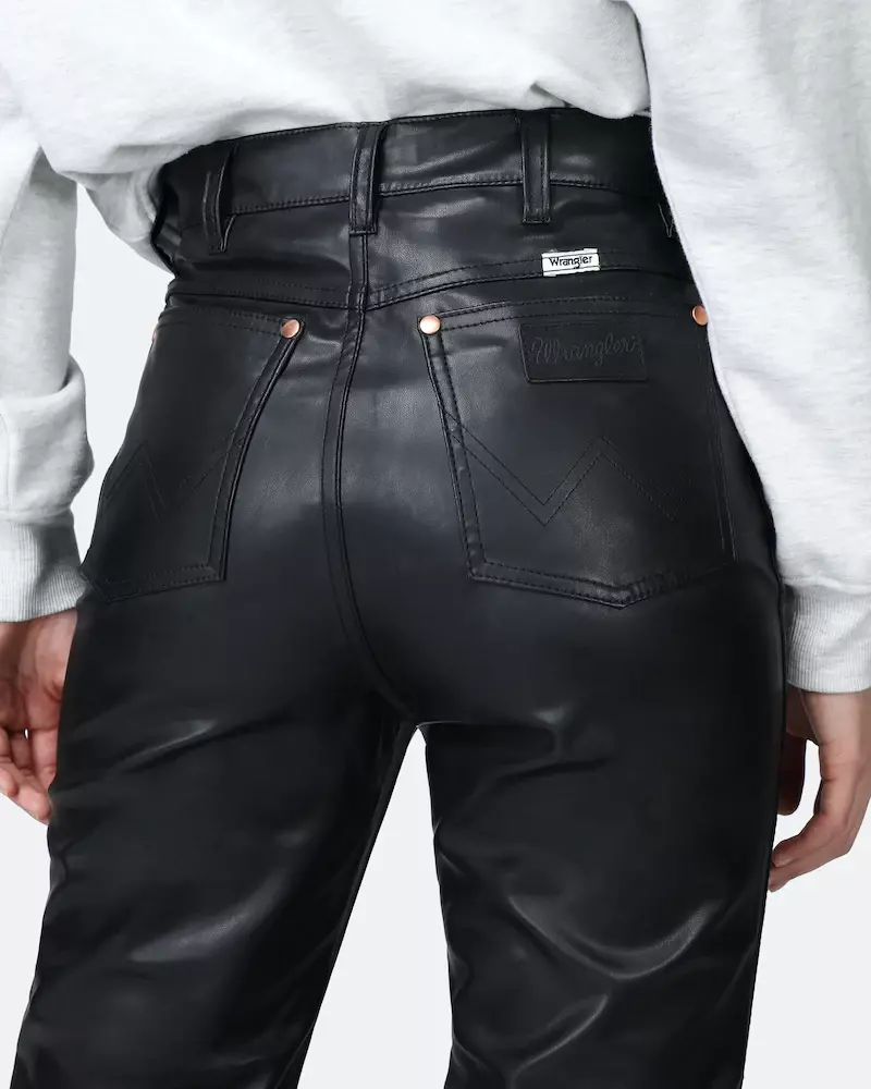 Leather wrangler deals jeans