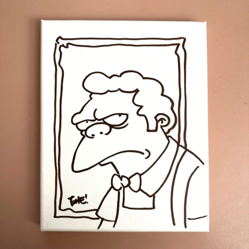 Tone Rodriguez SIMPSONS MOE original sketch on canvas - BECKETT CERTIFIED - Picture 1 of 3