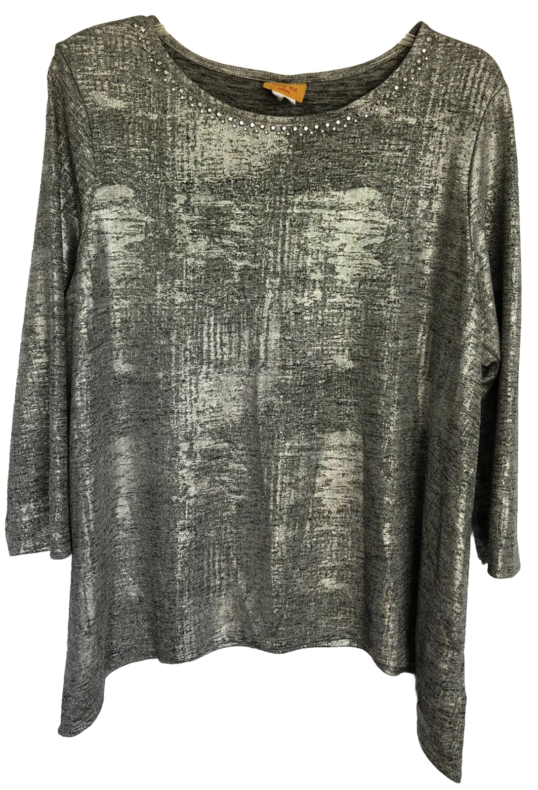 Ruby Rd. Petite Womens Pullover Blouse Silver Met… - image 1