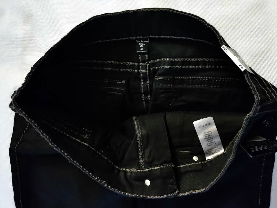 LIMITED TRUE RELIGION ORIGINALS RICKY BIG T FLOP POCKET STRAIGHT JEANS BLACK 40 - Picture 8 of 12
