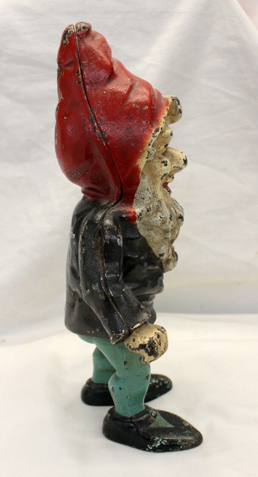 early Cast Iron GNOME Door Stop Figure by HUBLEY Original Paint 10.5