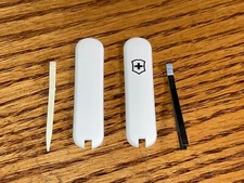 New Victorinox 58mm WHITE HANDLES - SCALE 4 Piece KIT for CLASSIC-RAMBLER
