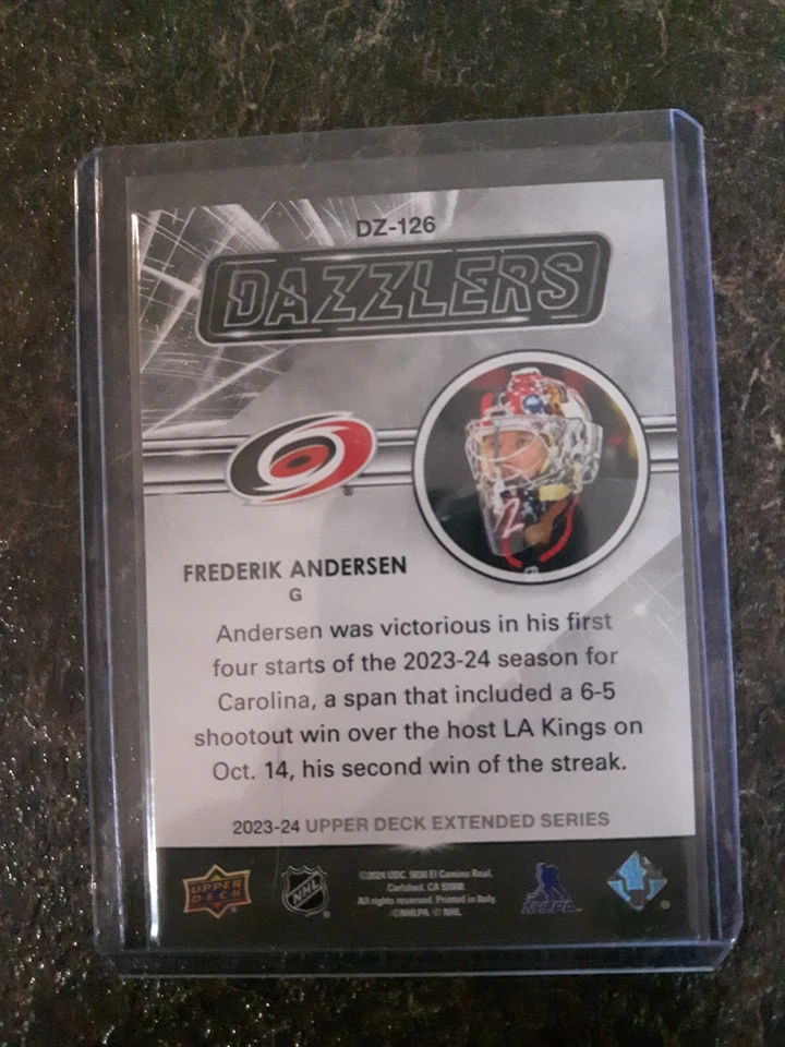 2023-24 Upper Deck Extended Series Green Dazzlers Frederik Andersen Card# DZ-126 - Image 2 of 2