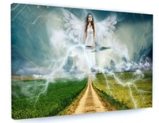ABSTRACT FANTASY ANGEL WHITE WINGS CANVAS PICTURE PRINT ART