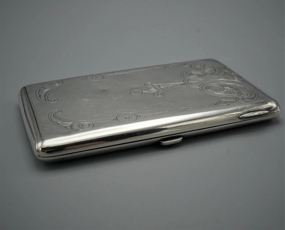 ANTIGUA CAJA DE CIGARRILLOS RUSA 84 PLATA POR VERHOVTSEV FEDOR, SELLO MOSCÚ Foto 4 de 4