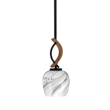 Toltec Monterey 1Lt Mini Pendant, Matte Black, 6" Onyx Swirl - 2901-MBWG-4819