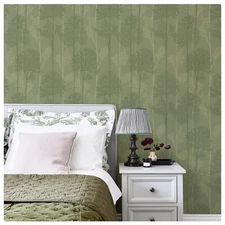 Jiffdiff Green Trees Wallpaper Peel And Stick Vinyl Sticker Decal 17.3"X118"