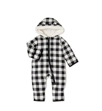 Infants Black & White Checkered Plaid Snowsuit Bunting Pram Snow Suit NEW