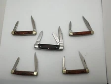 Lot Of 5 Ruko Wood Handle Pocket Knives Used 
