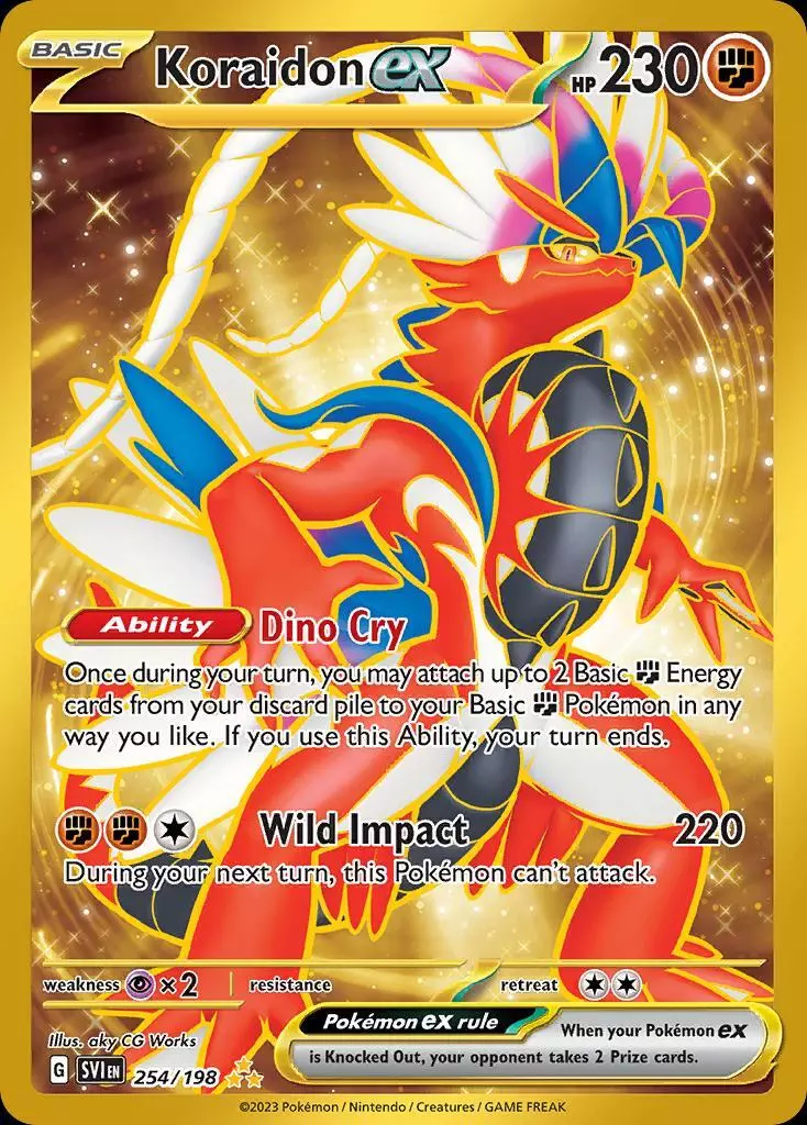 2023 Pokemon Scarlet & Violet Gold Koraidon EX Hyper Rare 254/198 – Mint  Collectables