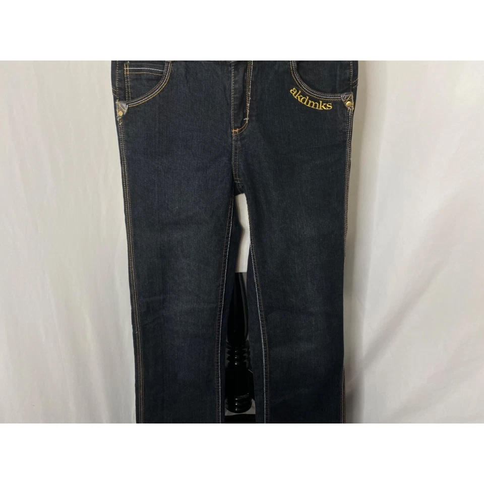 Jean’s Akademiks negro denim pierna recta tiro medio 14 X 32 para niña Foto 4 de 4