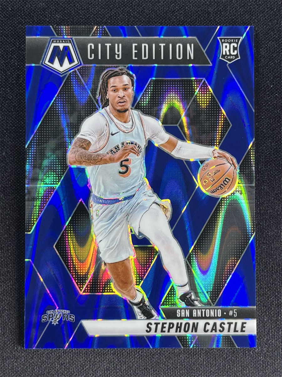 2024-25 Panini Mosaic Stephon Castle #290 City Edition RC Blue Seismic /149