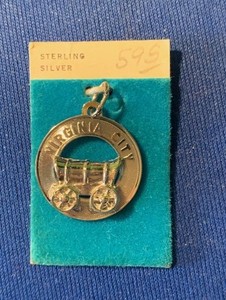 VGC!! Vintage "VIRGINIA CITY" Covered Wagon Sterling Silver charm. 