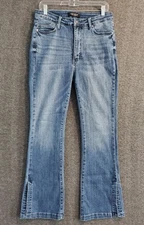 Judy Blue Jeans Women's 13/31 Blue Split Leg Flare Bootcut Boho Cowgirl Festival
