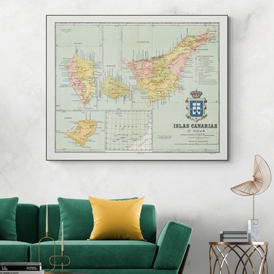 19th Century Map of Canary Islands   Palma, Tenerife, Gomera & Hierro Print