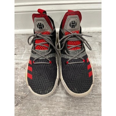 Adidas Harden Vol. 2 Basketball Shoes Mens US 10 Black Red 3-Stripes Round Toe