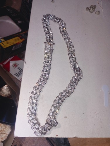 Men's Silver Cuban Link Chain Necklace with Box Closure