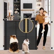 Reinforced 42 Extra Tall Pet Gate 55 Wide Retractable Baby Gate with Support