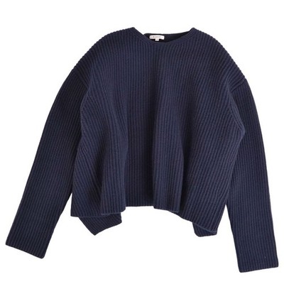 Blamink Knit Sweater Long Sleeve Wool Cashmere Top Women 38 Navy Used MOLO-0