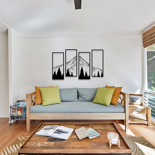 4 Pcs Metal Mountain and Forest Wall Decor Line Drawing Wall Art Abstract Min... - Picture 6 of 7