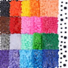 2000 Pcs 1 Inch Pom Poms with Wiggle Eyes Craft Fuzzy Balls for DIY Decorations