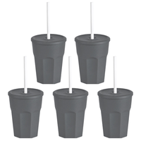 Gariella 5 X Kunststoffbecher Trinkbecher Plastikbecher 250 Ml Anthrazit