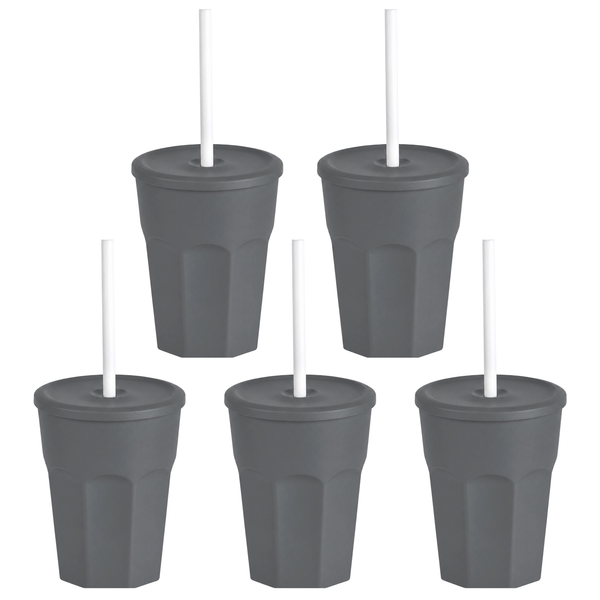 Gariella 5 X Kunststoffbecher Trinkbecher Plastikbecher 250 Ml Anthrazit-image