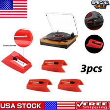 3Pcs Red Replace Diamond Stylus Record Player Needle For LP Turntable Phonograph