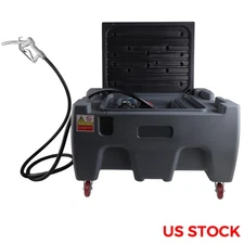 40 Gallon 3.7GPM Portable Gasoline Diesel Fuel Tank w/ Pump Manual Nozzle DC 12V