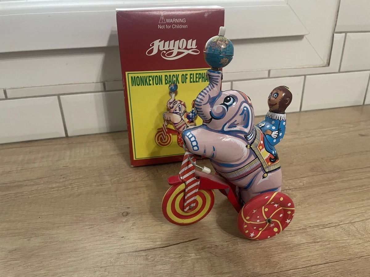 CLOWN Rieur et SINGE Jouant Avec Des Timbales, jouet ancien, mécaniques