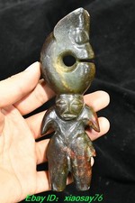 6.3''Hongshan Culture Old Jade Yu Pig Loong Fetus Dragon Hook People Sculpture
