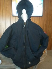 Berne Water Repellant Duck Hooded Work Black Jacket XL Tall
