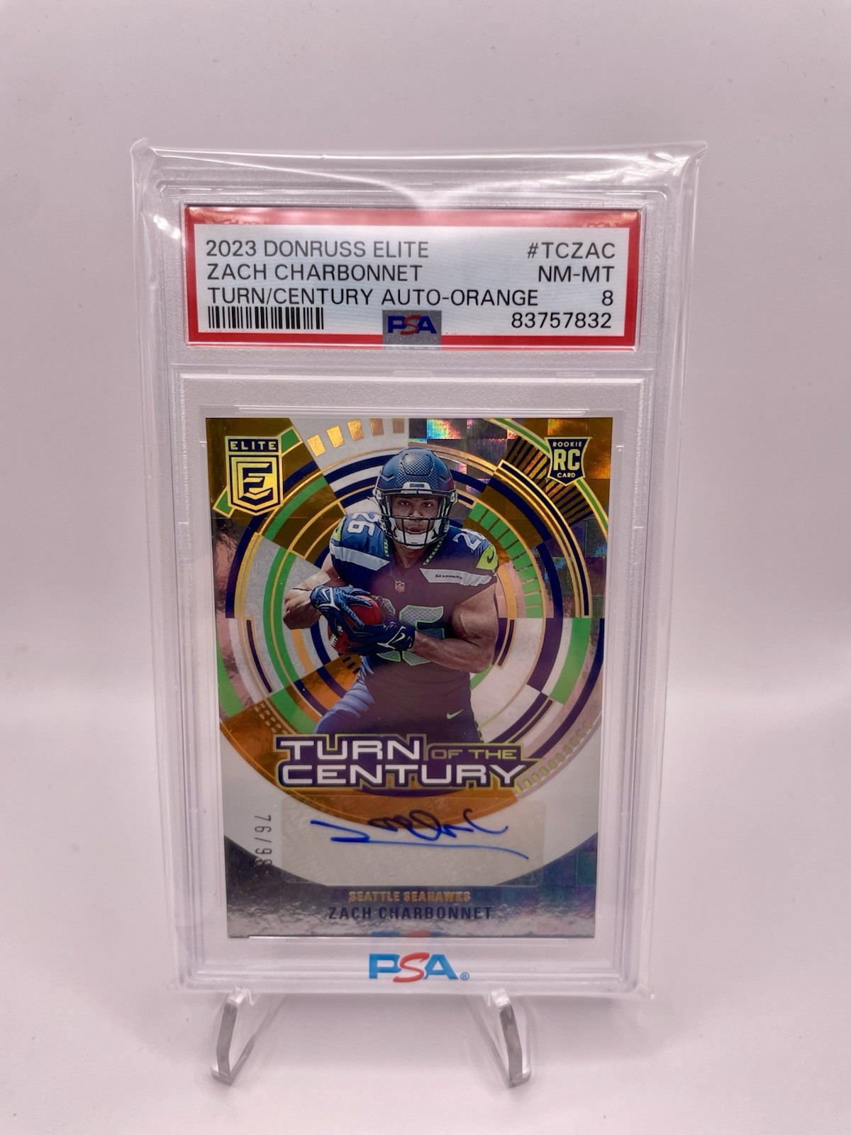 2023 Donruss Elite Turn of the Century Autographs Zach Charbonnet Orange /99
