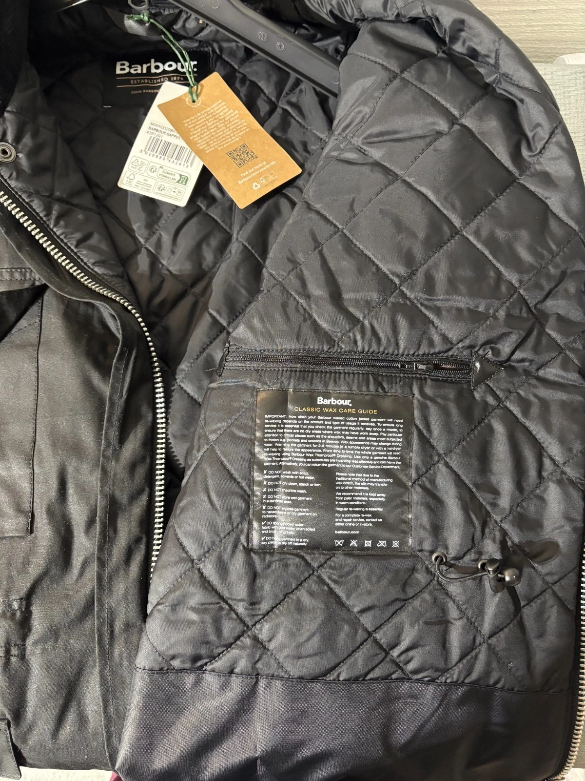 Black ~ BARBOUR SAPPER Men's WAX Jacket MSRP $485 British Heritage image 9