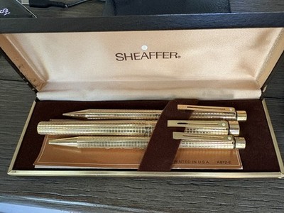 Shaeffer Targa 1007, fountain pen, ballpoint, and pencil set, gold-plated